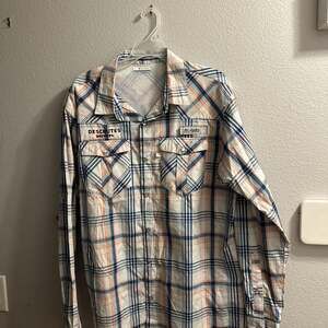NWT Columbia PFG Deschutes Brewery Plaid Pearl Snap Fishing Shirt